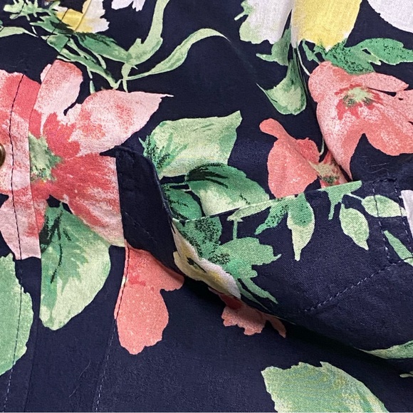 Old Navy Everyday Shirt Men Medium Navy Floral Regular Fit Cotton Short Sleeve - Picture 4 of 9
